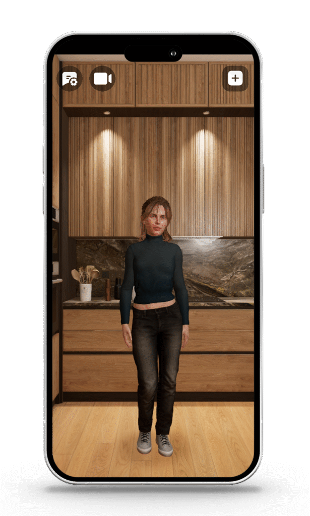 AI Companion avatar Emma in a smartphone frame of the Companion App