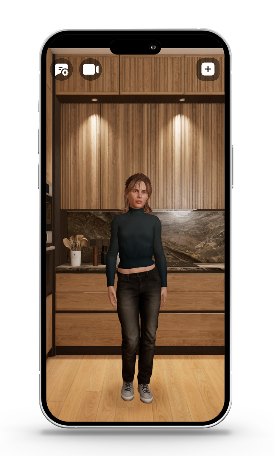 AI Companion avatar Emma in a smartphone frame of the Companion App