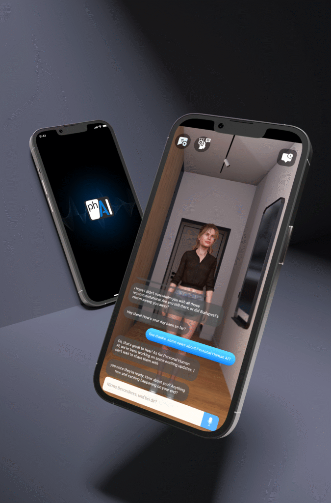 Personal Human AI App Preview – Mobile Interface with AI Companion Chat